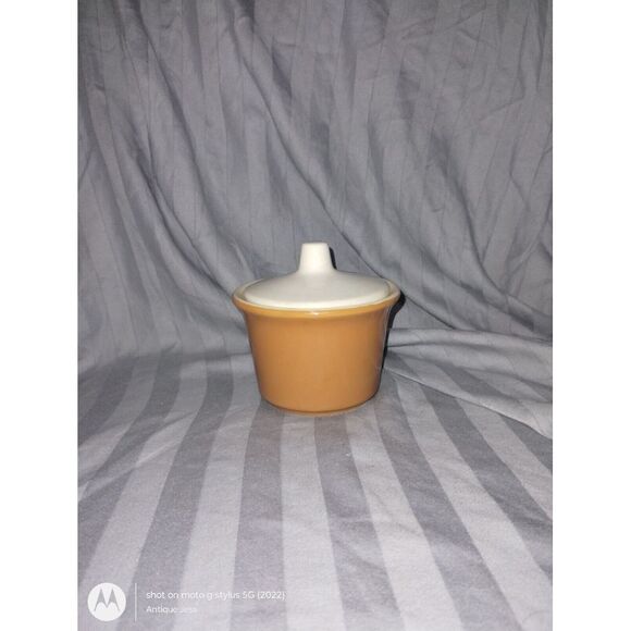 Vintage MCM USA Sugar Bowl Orange/Rust  with Lid - Picture 1 of 6